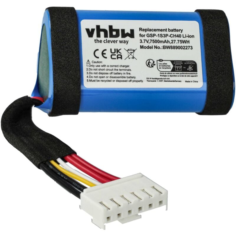 foto del prodotto vhbw 1x batteria sostituisce jbl gsp 1s3p ch4a, 1aa011na, gsp 1s3p ch40 per casse, altoparlanti, speaker 7500mah, 3,7v, li ion 