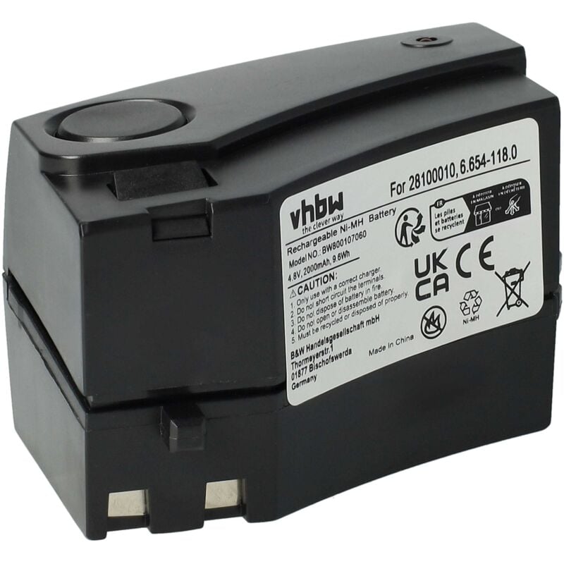 foto del prodotto vhbw 1x batteria sostituisce k rcher gp 160sche per aspirapolvere nero 2000mah, 4,8v, nimh 