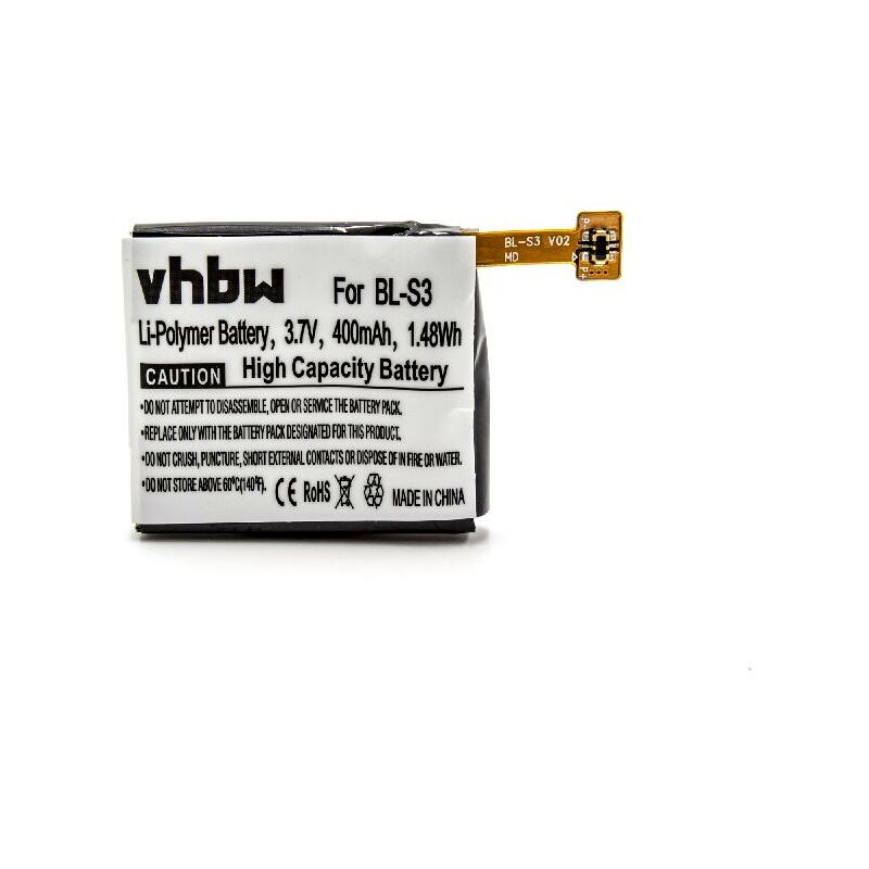 foto del prodotto vhbw 1x batteria sostituisce lg eac62618501, bl s3 per smartwatch orologio bracciale fitness 400mah, 3,7v, li poly 