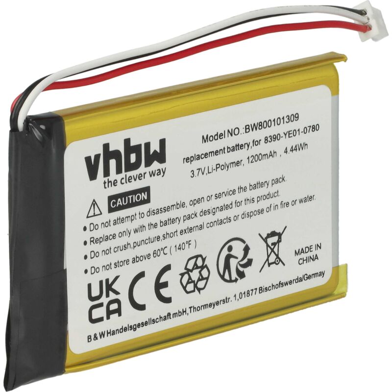 foto del prodotto vhbw 1x batteria sostituisce magellan 5390 b101 0780, 384.00019.005, 0829fl22538 per navigatore gps 1200mah, 3,7v, li poly 