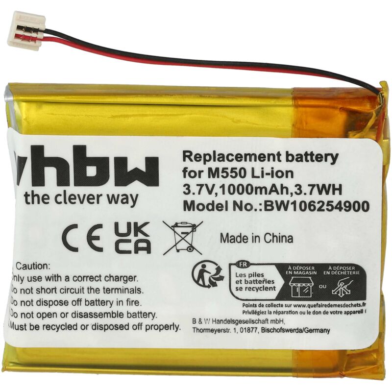 foto del prodotto vhbw 1x batteria sostituisce palm ia1w721h2, ia1w416a2, ia1ta16a0 per smartphone cellulare pda notepad tablet 1000mah, 3,7v, li ion 
