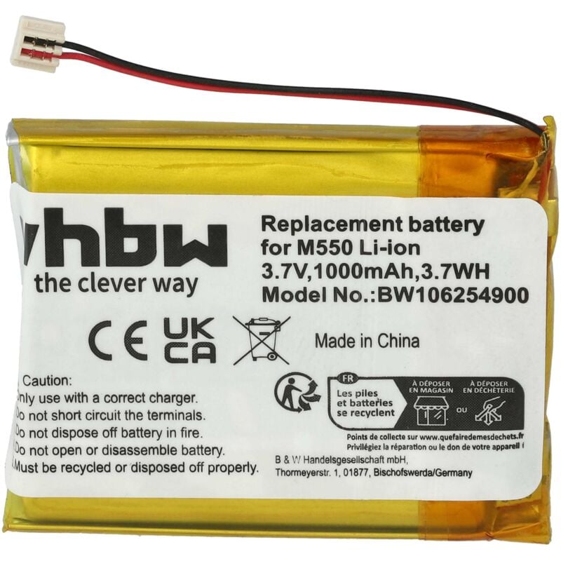 foto del prodotto vhbw 1x batteria sostituisce palm pba80860us per smartphone cellulare pda notepad tablet 1000mah, 3,7v, li ion 