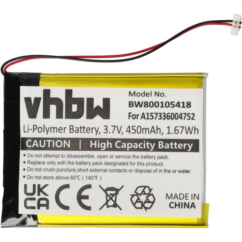 foto del prodotto vhbw 1x batteria sostituisce samsung a157336004752 per mp3 music player lettore musicale 450mah, 3,7v, li poly 
