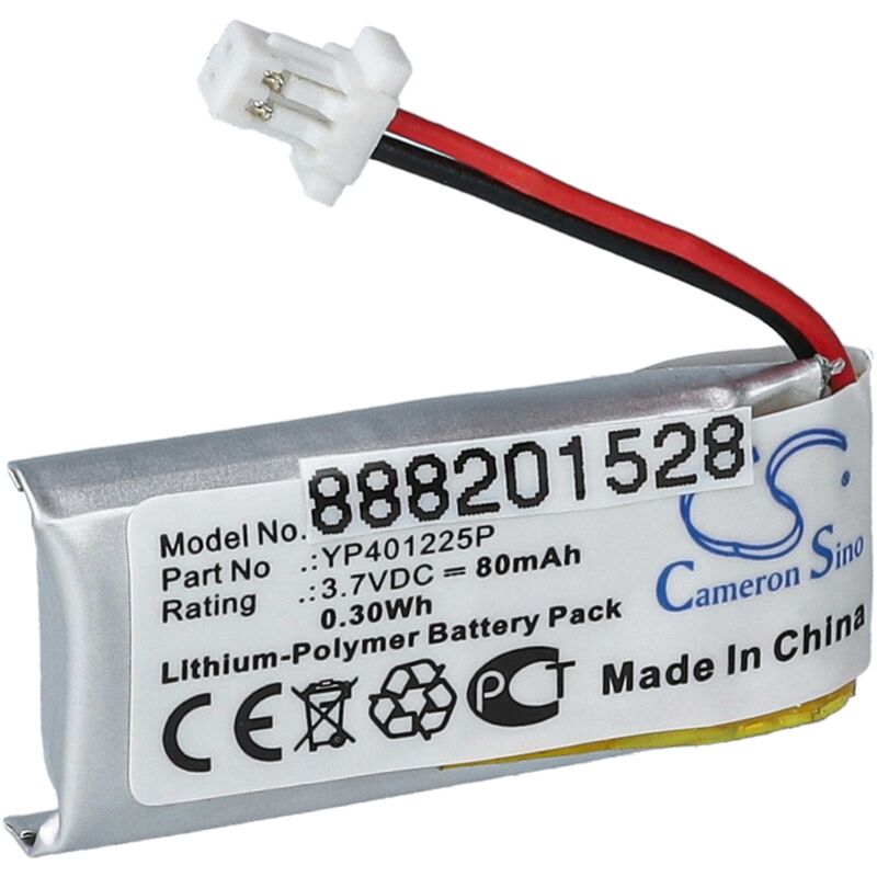 foto del prodotto vhbw 1x batteria sostituisce sena yp401225p per auricolari cuffie wireless 80mah, 3,7v, li poly 