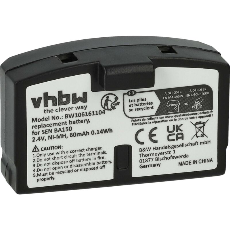 foto del prodotto vhbw 1x batteria sostituisce sennheiser ba151, ba150, ba152 per auricolari cuffie wireless 60mah, 2,4v, nimh 
