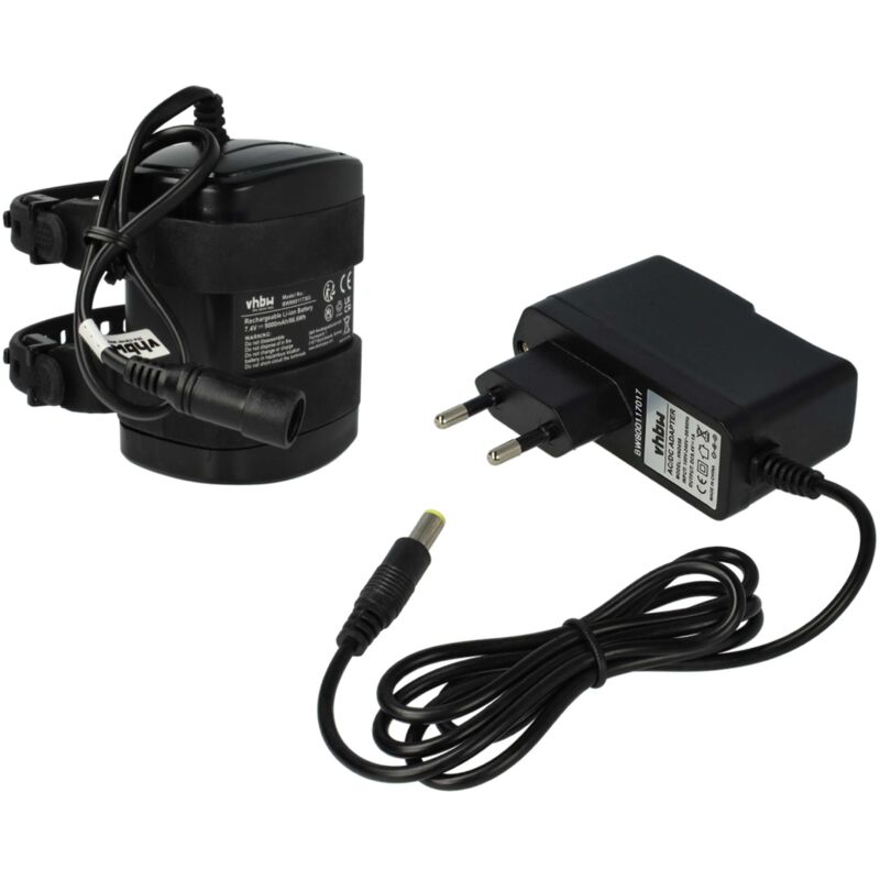 foto del prodotto vhbw 1x pacco batteria per faretti, fanalini per biciclette 9000mah, 8,4v, li ion , impermeabile, caricabatterie incluso