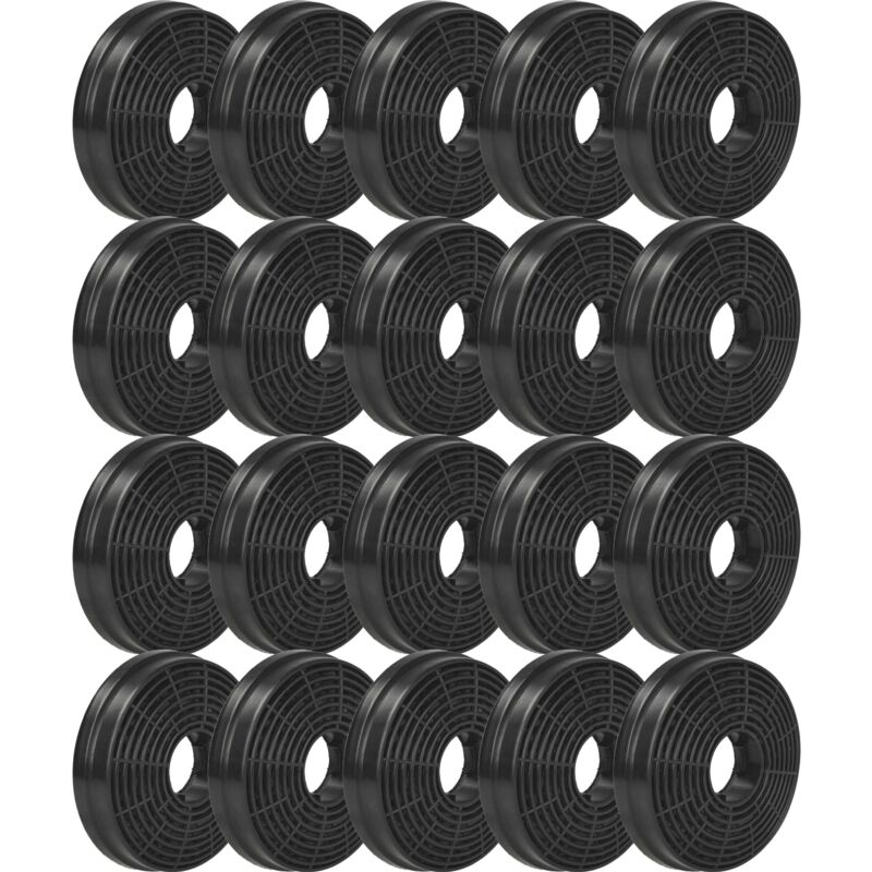 foto del prodotto vhbw 20x filtro a carboni attivi compatibile con respekta ch 0160 ix, ch 0150 ix, ch 0150 ixb, ch 0160 ixb, ch 0190 ix cappe aspiranti 10,5 cm