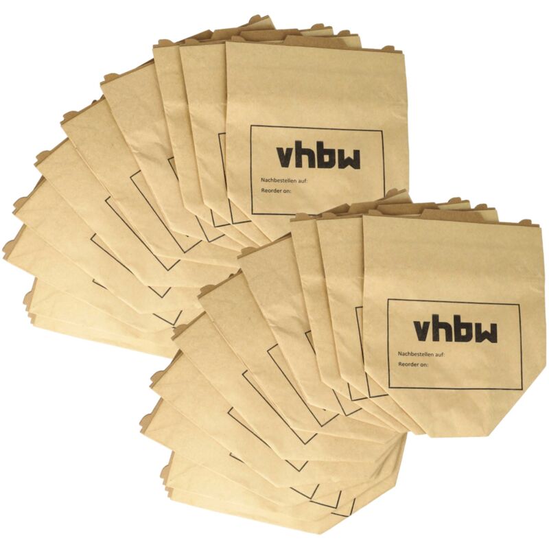 foto del prodotto vhbw 20x sacchetto compatibile con vorwerk folletto vk130, vk131, vk 130, vk 131, vk130sc aspirapolvere in carta, 24,5cm x 20,5cm, marrone