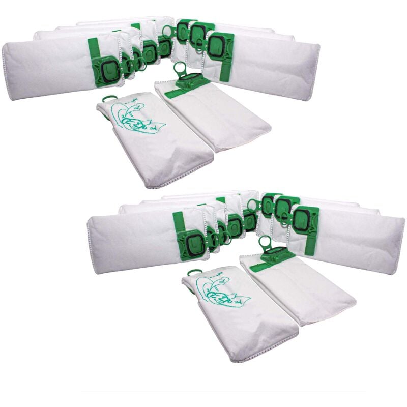 foto del prodotto vhbw 20x sacchetto compatibile con vorwerk folletto vk140, vk150, vk 140, vk 150 aspirapolvere in microfibra, 26cm x 14cm, bianco verde