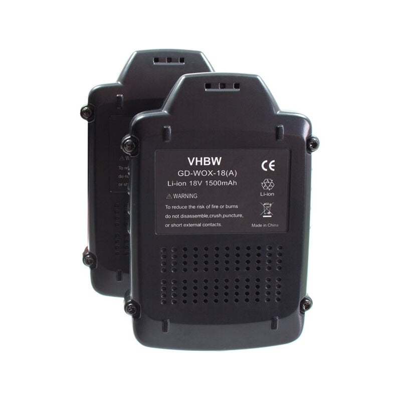 foto del prodotto vhbw 2x batteria compatibile con al-ko gtli, gtli 18v comfort utensile elettrico (1500 mah, li-ion, 18 v)