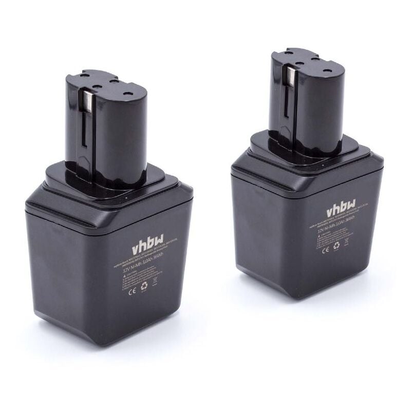 foto del prodotto vhbw 2x batteria compatibile con bosch gsr 12 ves, gsr 12 ve utensile elettrico 3000 mah, nimh, 12 v 