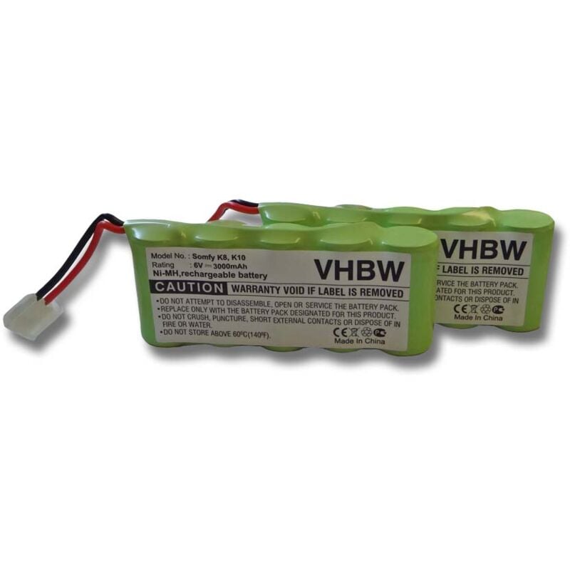 foto del prodotto vhbw 2x batteria compatibile con bosch somfy d14, k10, k12, k8, k17 utensile elettrico 3000 mah, nimh, 6 v 