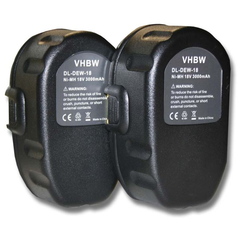 foto del prodotto vhbw 2x batteria compatibile con dewalt dc925, dc920ka, dc825b, dc823ka, dc825kb, dc825ka, dc925ka utensile elettrico 3000 mah, nimh, 18 v 
