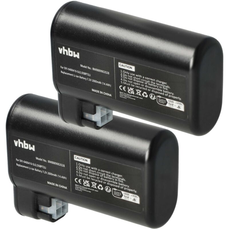 foto del prodotto vhbw 2x batteria compatibile con electrolux pure i9, pi91, i9.2 home cleaner 2000mah, 7,2v, li ion 