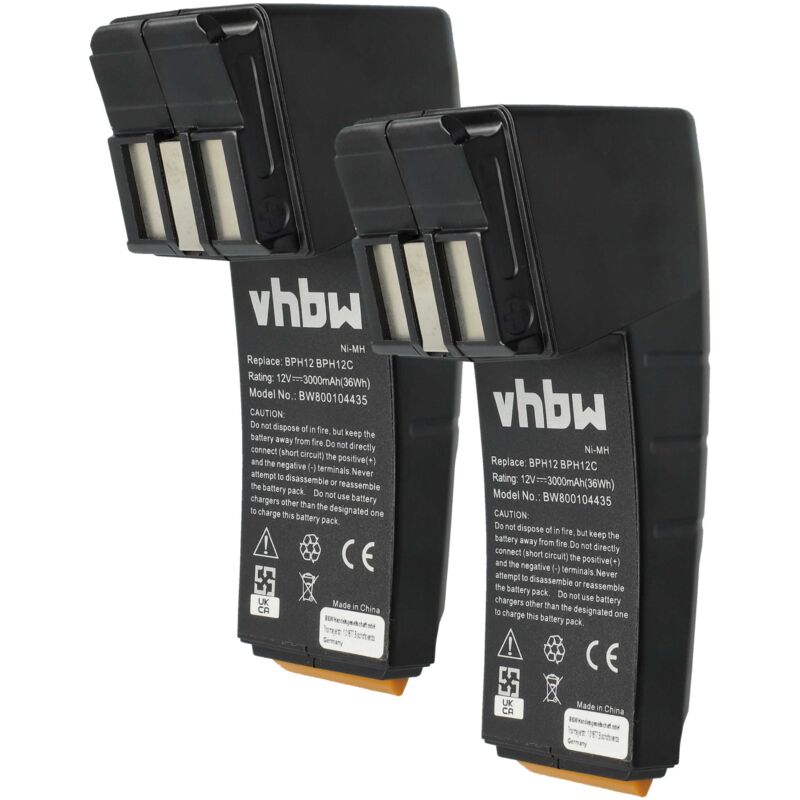 foto del prodotto vhbw 2x batteria compatibile con festo festool cdd12fx, cdd12esc, cdd12es, cdd12mh utensile elettrico 3000 mah, nimh, 12 v 