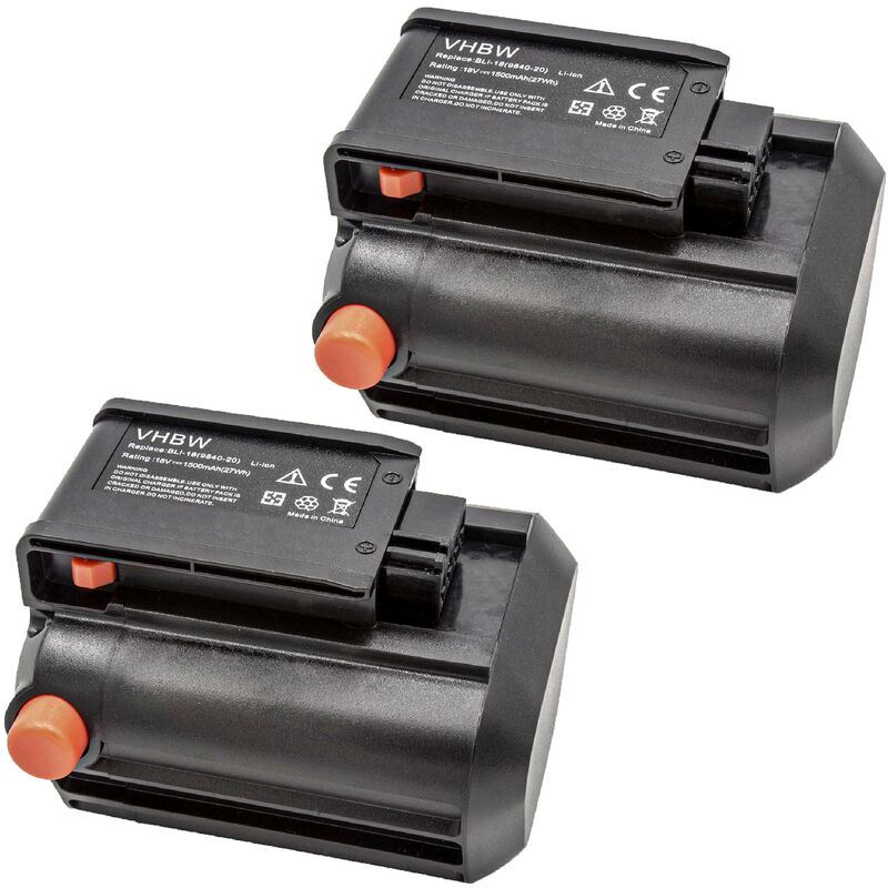 foto del prodotto vhbw 2x batteria compatibile con gardena easycut li 18 23 r 9823 20 , easycut li 18 50 8877 20 1500mah, 18v, li ion 