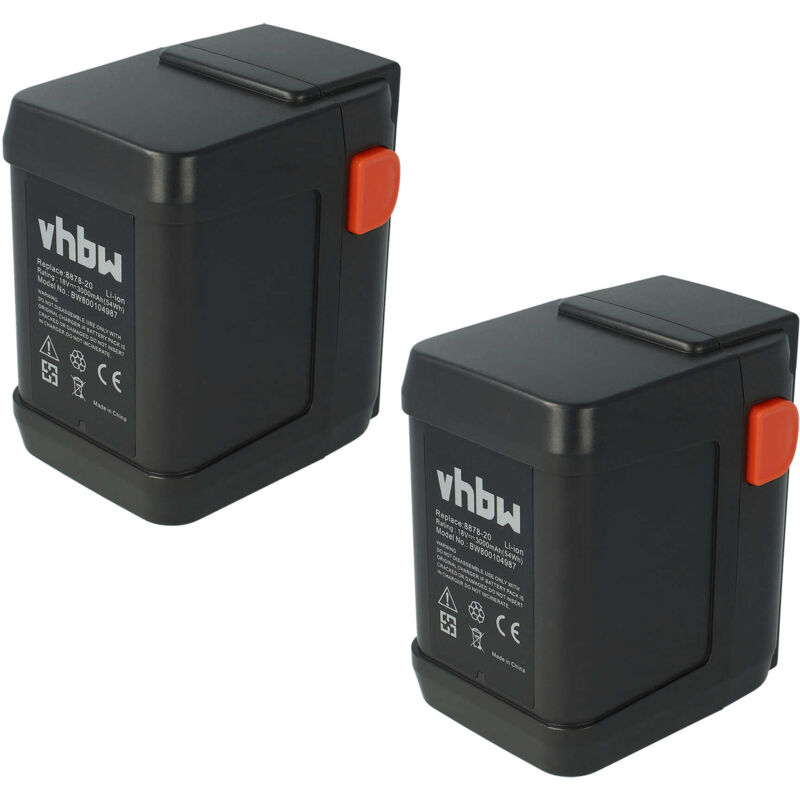 foto del prodotto vhbw 2x batteria compatibile con gardena smallcut 300 accu 8844 20 cesoie tagliasiepi 3000mah 18v li ion