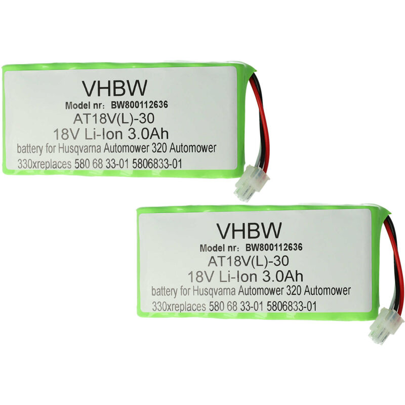 foto del prodotto vhbw 2x batteria compatibile con husqvarna automower 320, 420 fino 2019 2020 , 330x robot tagliaerba 3000mah 18v li ion