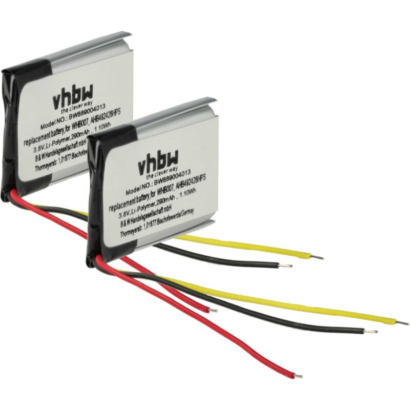 foto del prodotto vhbw 2x batteria compatibile con jabra engage 75, 65 auricolari cuffie wireless 290mah, 3,8v, li ion 