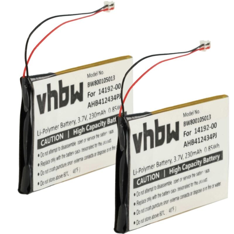 foto del prodotto vhbw 2x batteria compatibile con jabra pro 9450, 9400, 9465, 9400sh, 9460, 9450sh, 9470 auricolari cuffie wireless 230mah, 3,7v, li poly 