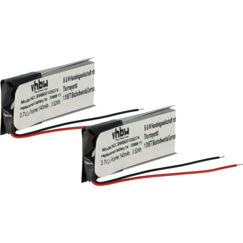 foto del prodotto vhbw 2x batteria compatibile con jbl t110bt, e25bt auricolari cuffie wireless 140mah, 3,7v, li poly 