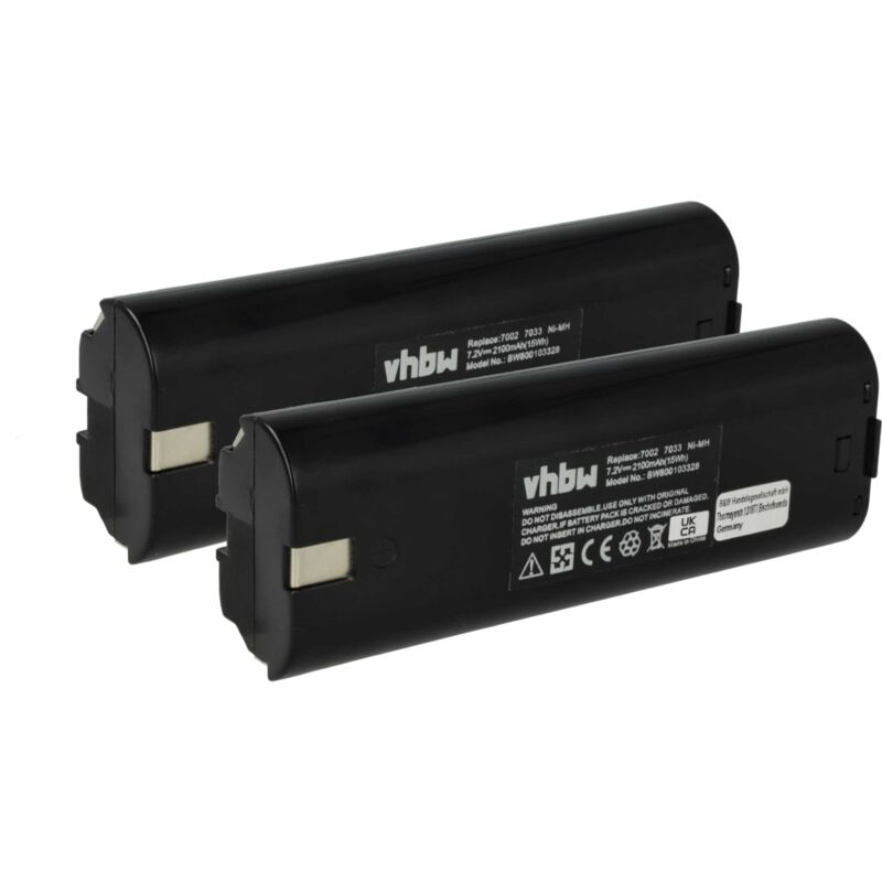 foto del prodotto vhbw 2x batteria compatibile con makita 6912d, 6912dw, 9035d, 9035dw, 9200d, 9500d, 9500dw, da3000d attrezzi da lavoro 2100 mah, nimh, 7,2 v 
