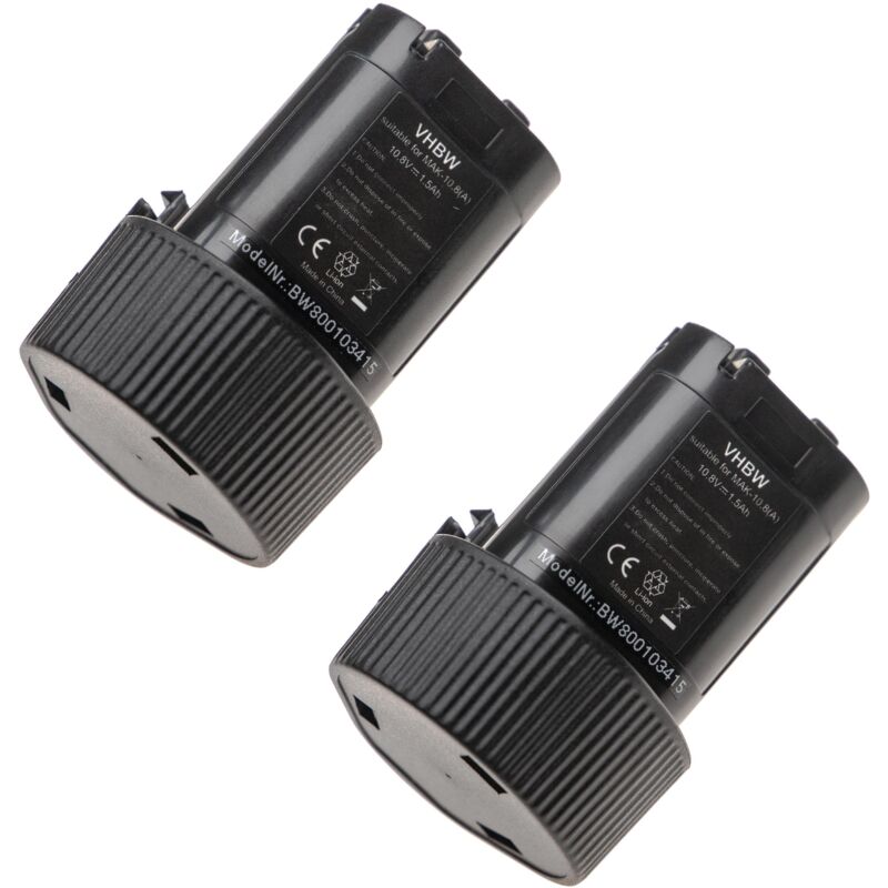 foto del prodotto vhbw 2x batteria compatibile con makita df330dwlx, dk1202, df330dwlx1, dk1485x, dk1202wx, df330dwxp utensile elettrico 1500 mah, li ion, 10,8 v 