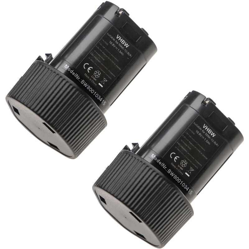 foto del prodotto vhbw 2x batteria compatibile con makita giacca riscaldata softshell 10,8 v , td090dwe, stexmr051, td090, td090d utensile elettrico 1500 mah,