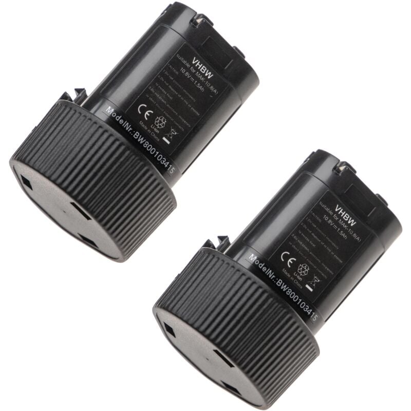 foto del prodotto vhbw 2x batteria compatibile con makita uh200, um164, um164dw, uh200dwe, uh200dwex, uh200dz, um164dwe utensile elettrico 1500 mah, li ion, 10,8 v 