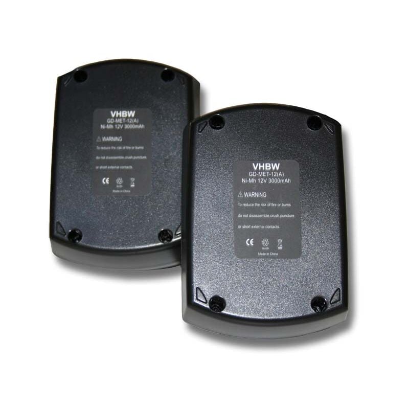 foto del prodotto vhbw 2x batteria compatibile con metabo ula9.6 18 utensile elettrico 3000 mah, nimh, 12 v 