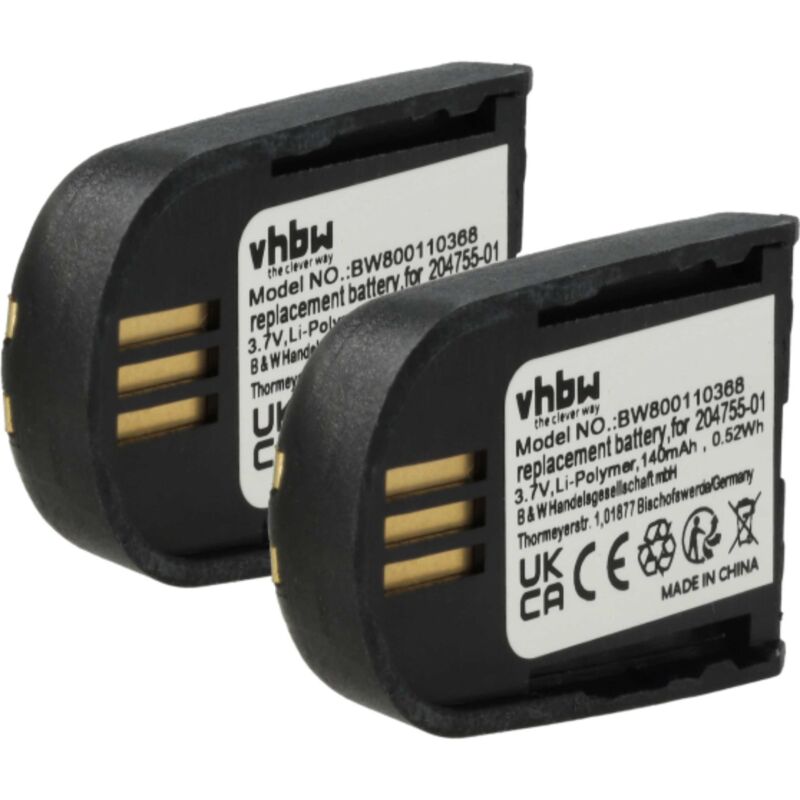 foto del prodotto vhbw 2x batteria compatibile con microsoft office communicator 2007 auricolari cuffie wireless 140mah, 3,7v, li-poly