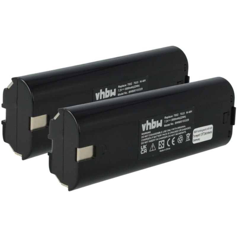 foto del prodotto vhbw 2x batteria compatibile con mikrofyn mikrolaser ml 10ld, ml 10x, ml 11ld, ml 11x, ml 13x, ml 14i attrezzi da lavoro 3000 mah, nimh, 7,2 v 