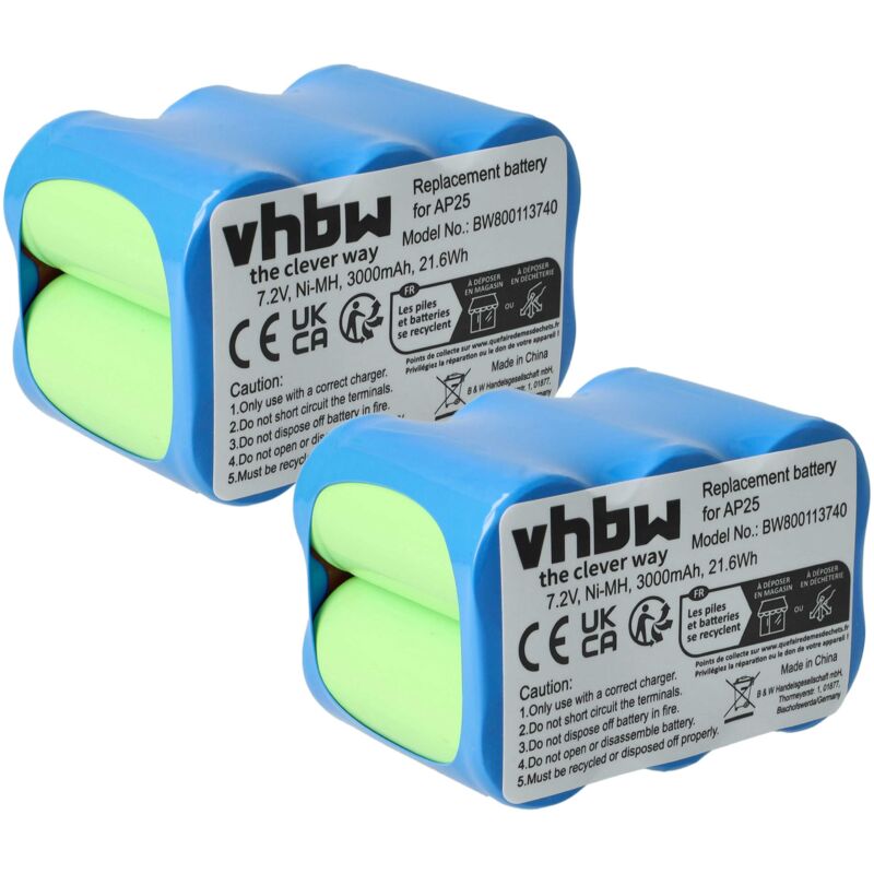 foto del prodotto vhbw 2x batteria compatibile con pellenc ap25, p80 utensile elettrico 3000 mah, nimh, 7,2 v 