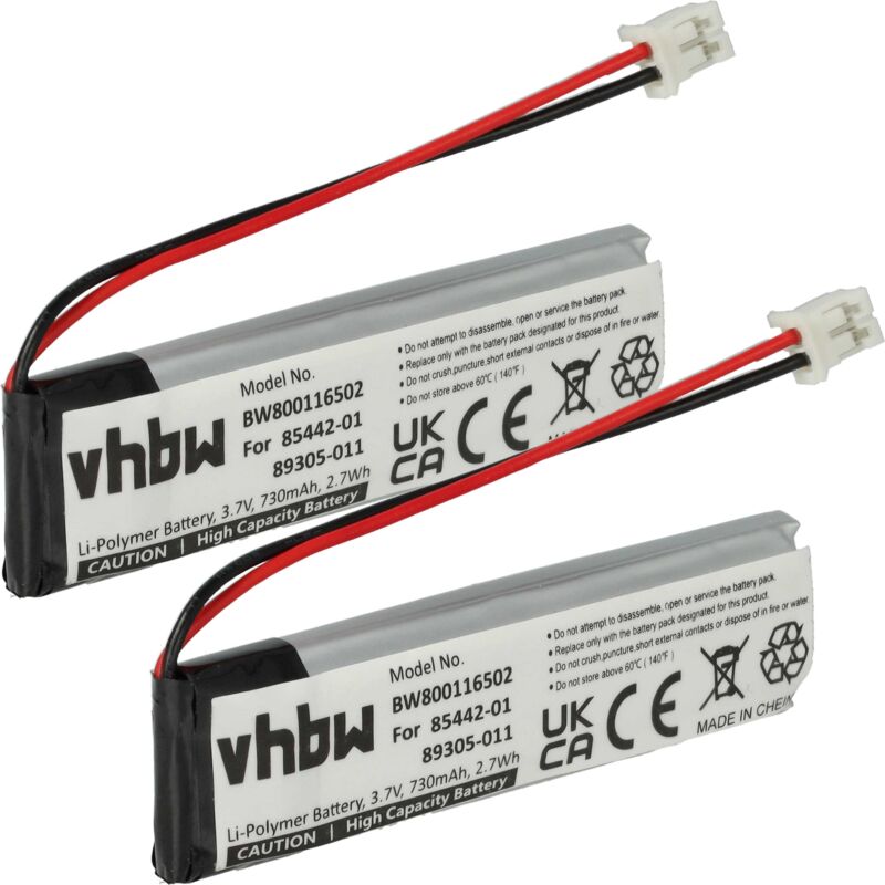 foto del prodotto vhbw 2x batteria compatibile con plantronics calisto p620, p620 m, 620m, 620uc m, 620 casse, altoparlanti, speaker 730mah, 3,7v, li poly 