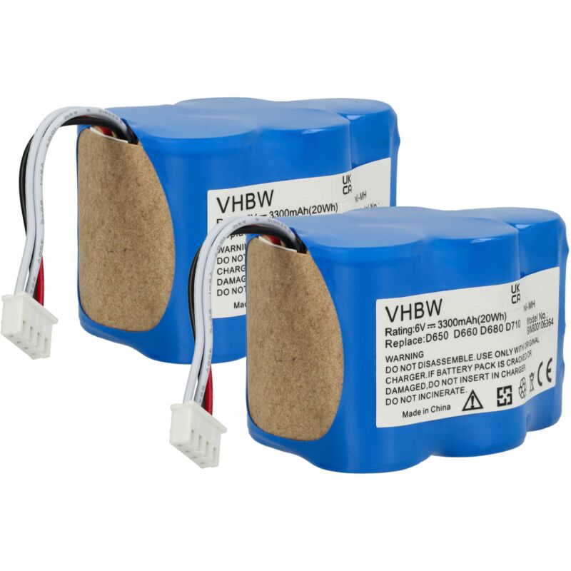 foto del prodotto vhbw 2x batteria compatibile con robot rvc0010, rvc0011 home cleaner 3300mah, 6v, nimh 