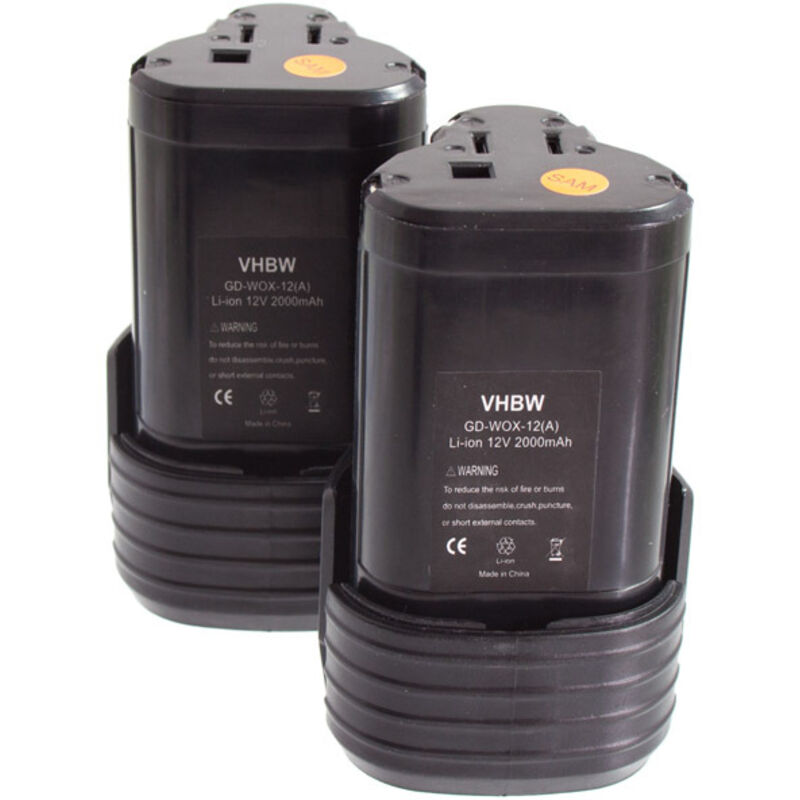 foto del prodotto vhbw 2x batteria compatibile con rockwell rw9300, rk2510k, rk2515k2, rk2510k2, rk2516k utensile elettrico 2000 mah, li ion, 12 v 