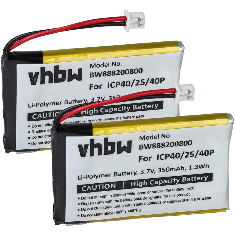 foto del prodotto vhbw 2x batteria compatibile con sena smh-5 auricolari cuffie wireless (350mah, 3,7v, li-poly)
