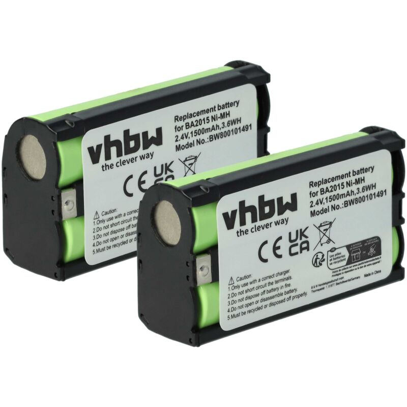 foto del prodotto vhbw 2x batteria compatibile con sennheiser skp 3000, skp 2000, skp 100, skm 945 g2 auricolari cuffie wireless 1500mah, 2,4v, nimh 