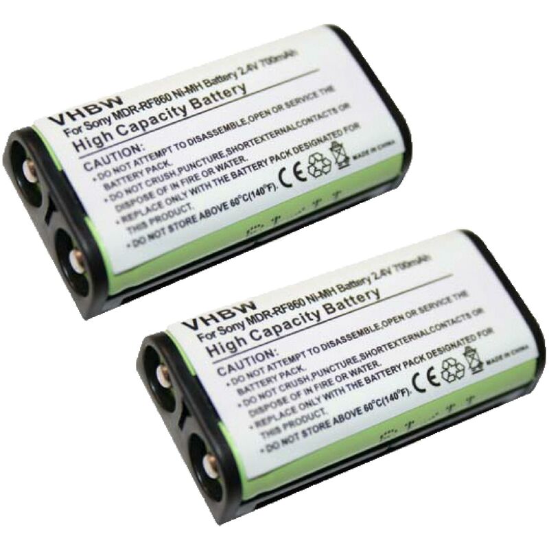 foto del prodotto vhbw 2x batteria compatibile con sony mdr rf925, mdr rf925r, mdr rf970, mdr rf4000, mdr rf970r auricolari cuffie wireless 700mah, 2,4v, nimh 
