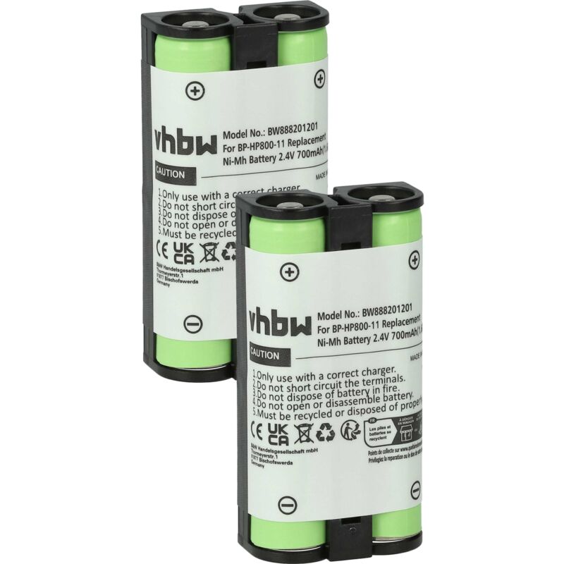 foto del prodotto vhbw 2x batteria compatibile con sony mdr rf955rk, mdr rf955, mdr rf995, mdr rf4000, mdr rf895 auricolari cuffie wireless 700mah, 2,4v, nimh 