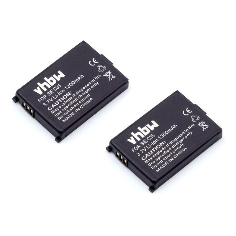 foto del prodotto vhbw 2x batteria compatibile con swisscom top s317 telefono fisso cordless 1300mah, 3,7v, li ion 