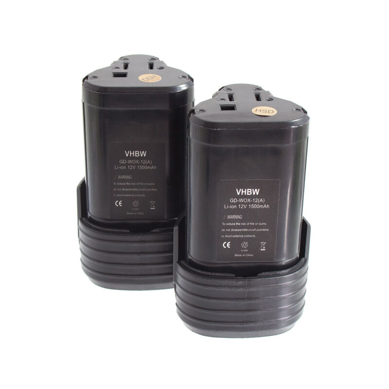 foto del prodotto vhbw 2x batteria compatibile con worx wx382.m2, wx521, wx382.m1, wx382.7, wx540.3, wx382.m, wx521.1, wx540 utensile elettrico 1500 mah, li ion, 12
