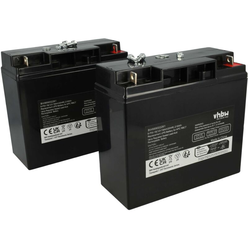 foto del prodotto vhbw 2x batteria per ups e altri dispositivi in varie aree di applicazione 18000mah, 12v, agm 