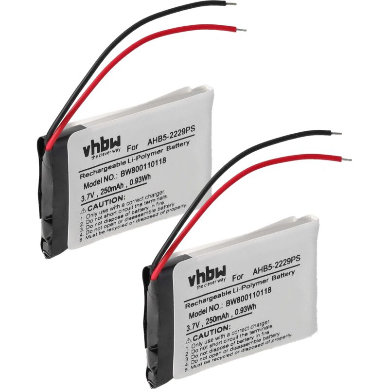 foto del prodotto vhbw 2x batteria sostituisce ahb5 2229ps per auricolari cuffie wireless 250mah, 3,7v, li poly 