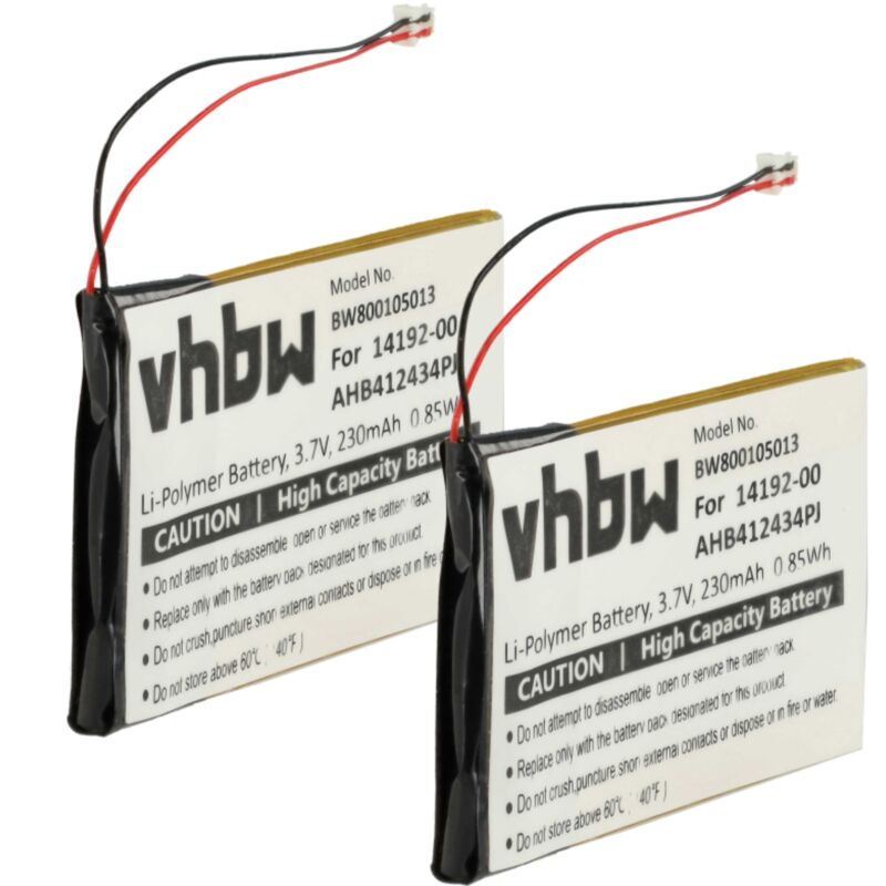 foto del prodotto vhbw 2x batteria sostituisce jabra ahb412434pj, 14192 00 per auricolari cuffie wireless 230mah, 3,7v, li poly 