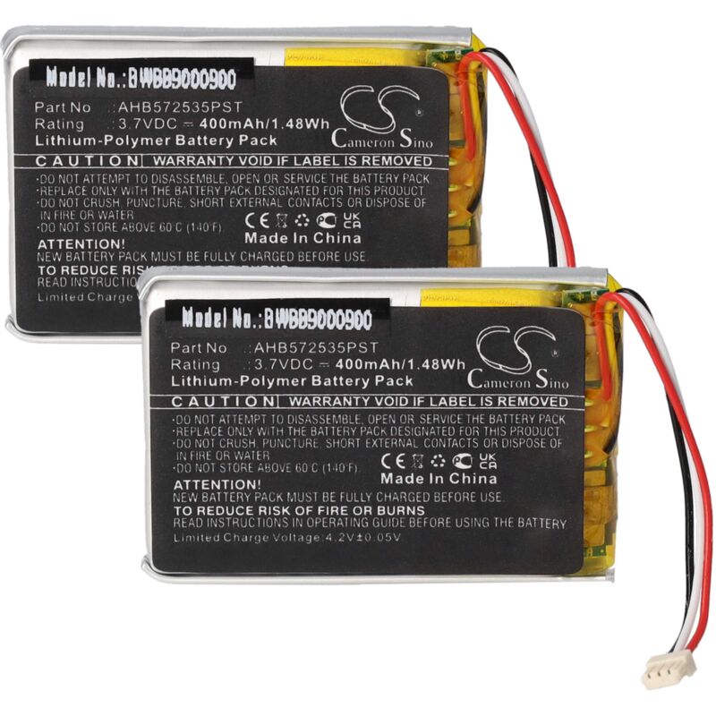 foto del prodotto vhbw 2x batteria sostituisce jabra ahb572535pst per auricolari cuffie wireless 400mah, 3,7v, li poly 