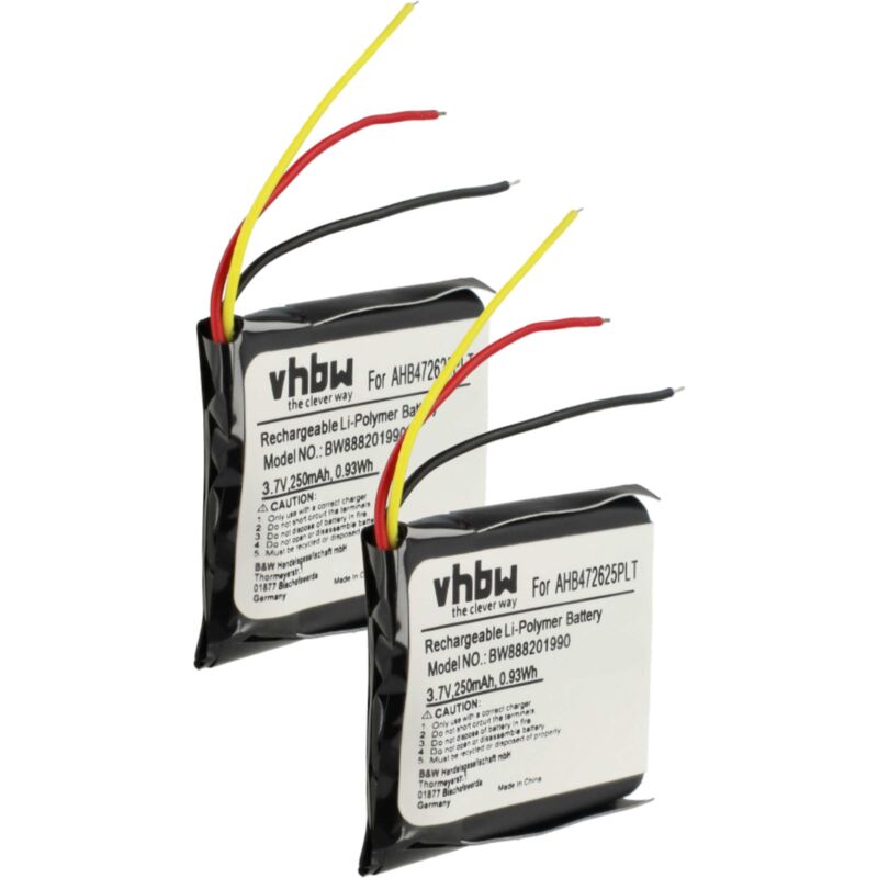 foto del prodotto vhbw 2x batteria sostituisce jabra cp gn650, ahb472625plt, ahb682828ps per auricolari cuffie wireless 250mah, 3,7v, li poly 