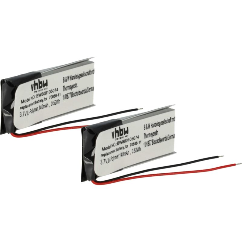 foto del prodotto vhbw 2x batteria sostituisce jbl gsp051230 per auricolari cuffie wireless 140mah, 3,7v, li poly 