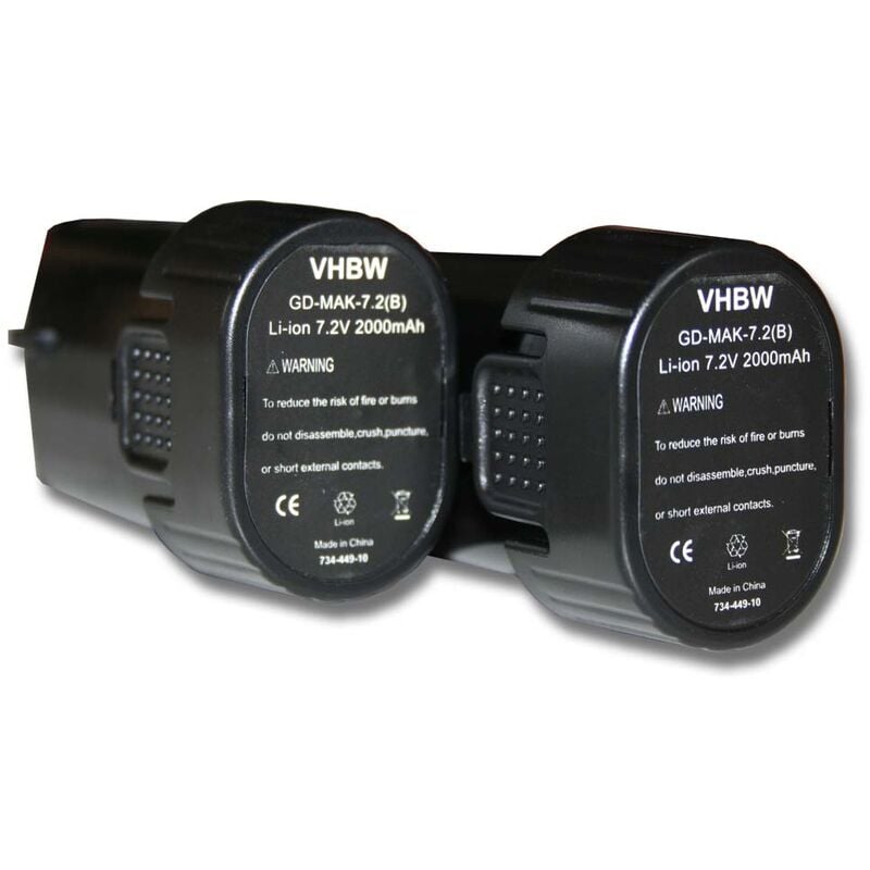 foto del prodotto vhbw 2x batteria sostituisce makita bl7010, 194356 2, 194355 4 per utensile elettrico 2000 mah, li ion, 7,2 v 