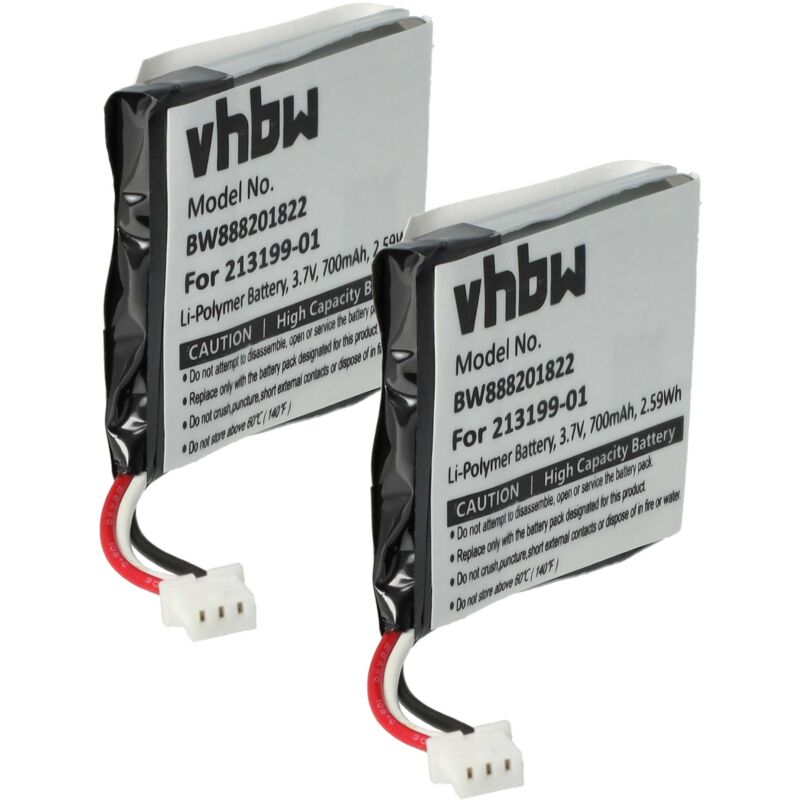 foto del prodotto vhbw 2x batteria sostituisce plantronics 208769 02, 208769 01, 213199 01 per auricolari cuffie wireless 650mah, 3,7v, li poly 